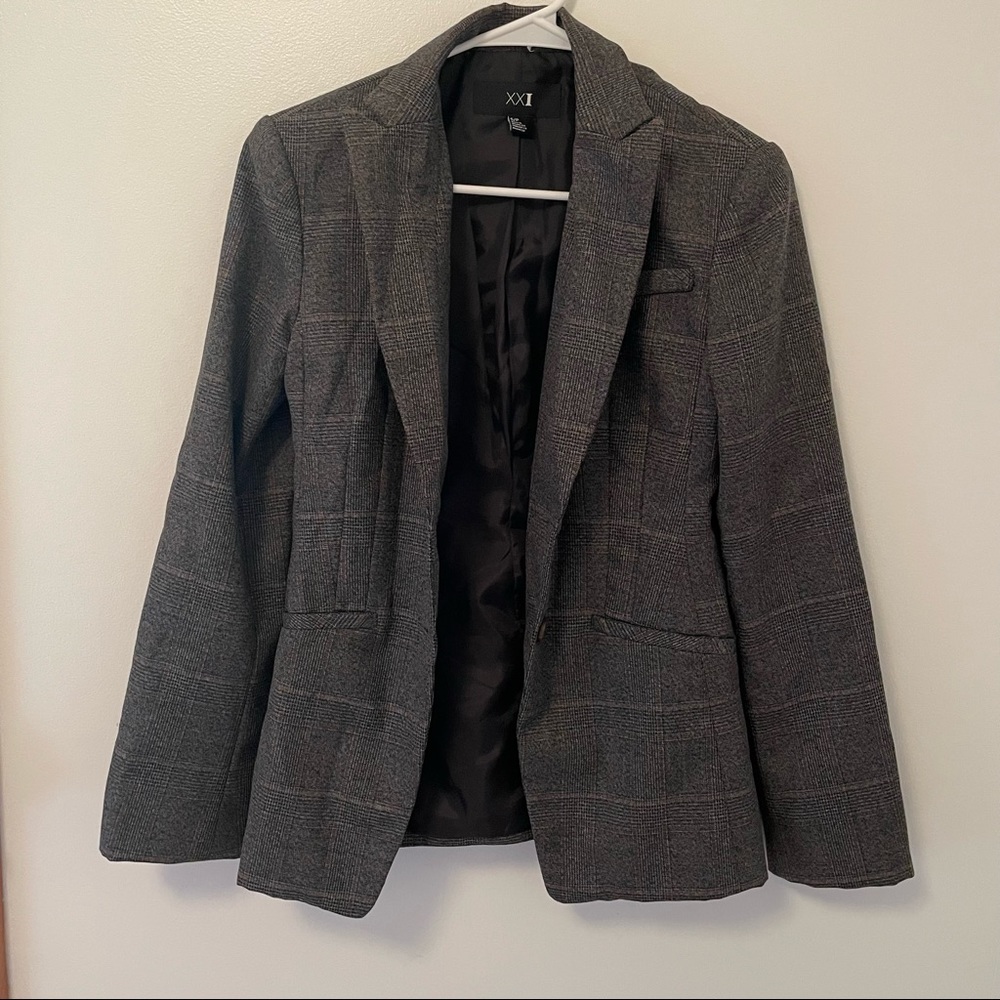 Forever 21 Grey Plaid Blazer